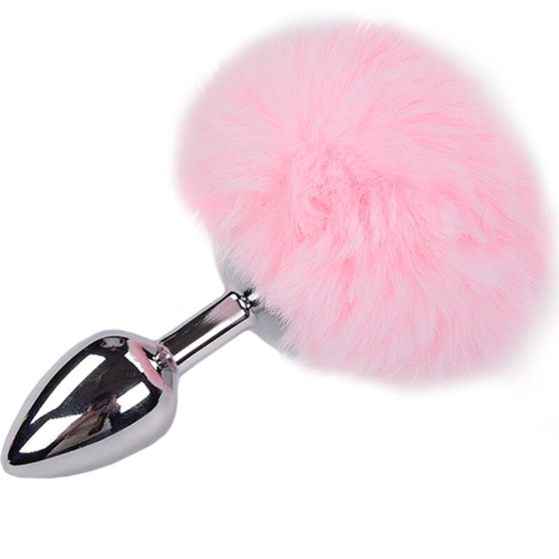 ALIVE - PINK FLUFFY SMOOTH METAL ANAL PLEASURE PLUG SIZE L