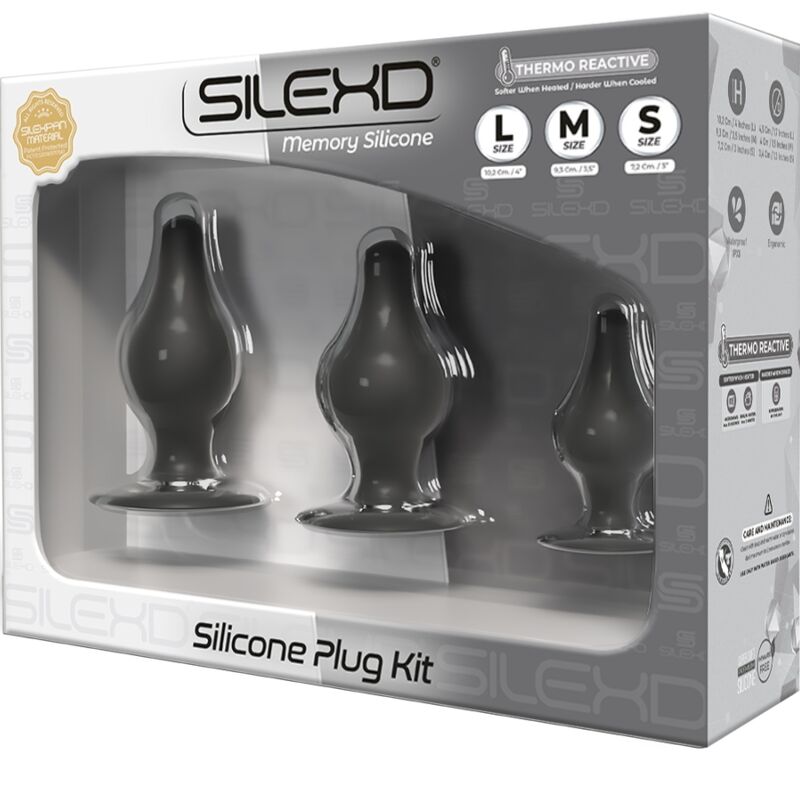 SILEXD - PREMIUM SILEXPAN THERMOREACTIVE SILICONE ANAL PLUG KIT SIZE S/M/L