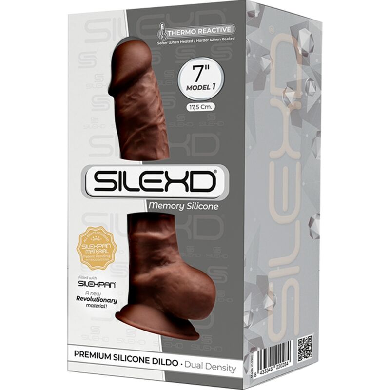 SILEXD - MODEL 1 PREMIUM REALISTIC SILEXPAN SILICONE PENIS BROWN 17.5 CM