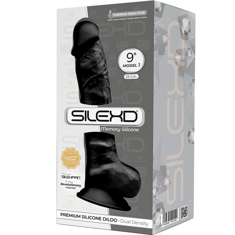 SILEXD - MODEL 1 PREMIUM REALISTIC PENIS SILEXPAN SILICONE BLACK 23 CM