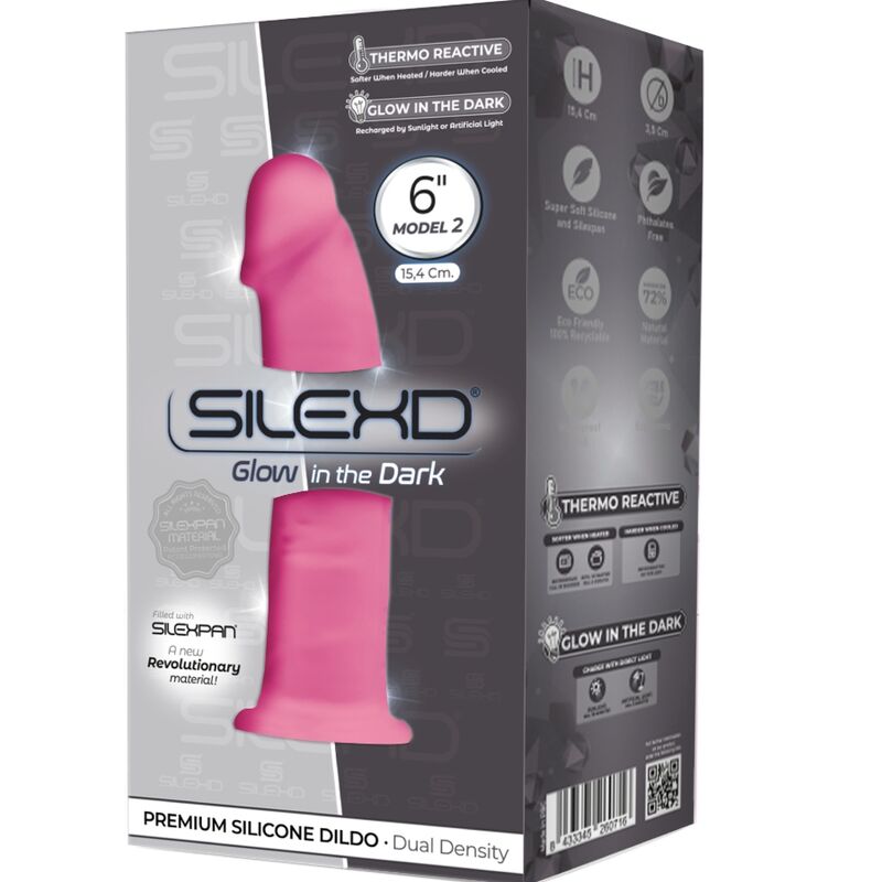 SILEXD - MODEL 2 PREMIUM REALISTIC PENIS SILEXPAN FLUORESCENT SILICONE PINK 15 CM