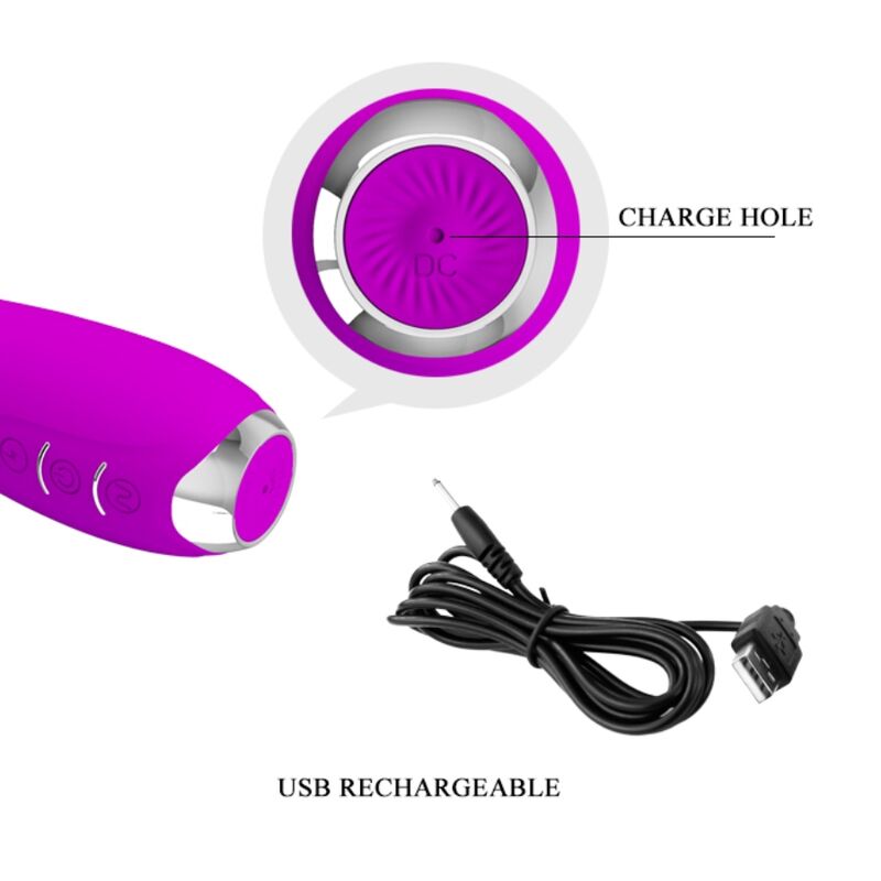 PRETTY LOVE - VIBRADOR DE ELETROCHOQUE RECARREGVEL HECTOR - ROXO IMPERMEVEL