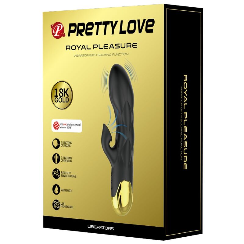 PRETTY LOVE - VIBRADOR DE LUXO Banhado A OURO RECARREGVEL PRETO