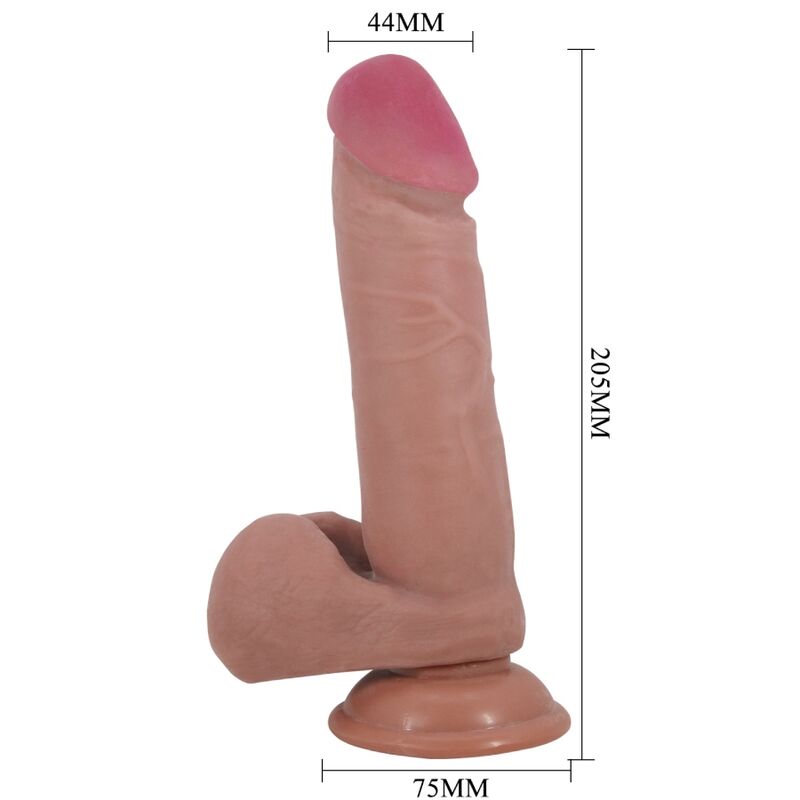 PRETTY LOVE - SLIDING SKIN SERIES REALISTIC DILDO WITH SLIDING SUCTION CUP FLESH SKIN 20.5 CM