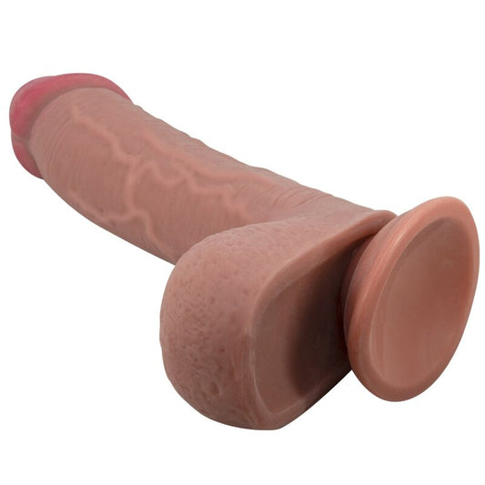 PRETTY LOVE - SLIDING SKIN SERIES REALISTIC DILDO WITH SLIDING SUCTION CUP BROWN SKIN 23.4 CM