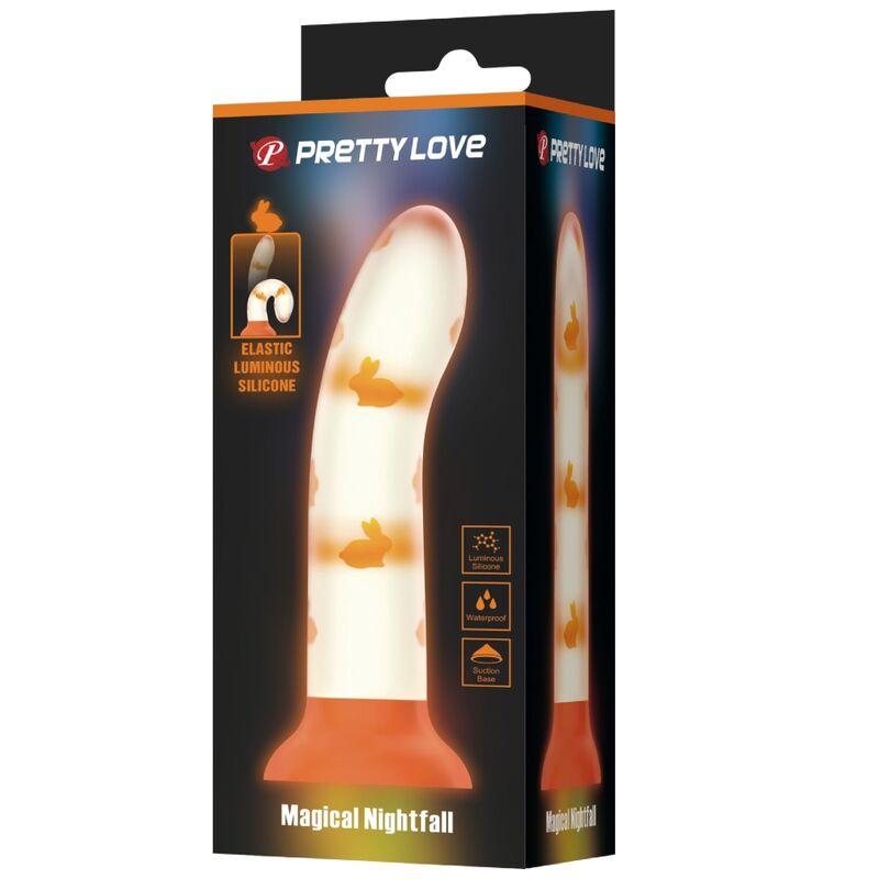 PRETTY LOVE - NIGHTFALL MAGIC DILDO WITHOUT VIBRATION, LUMINOUS ORANGE