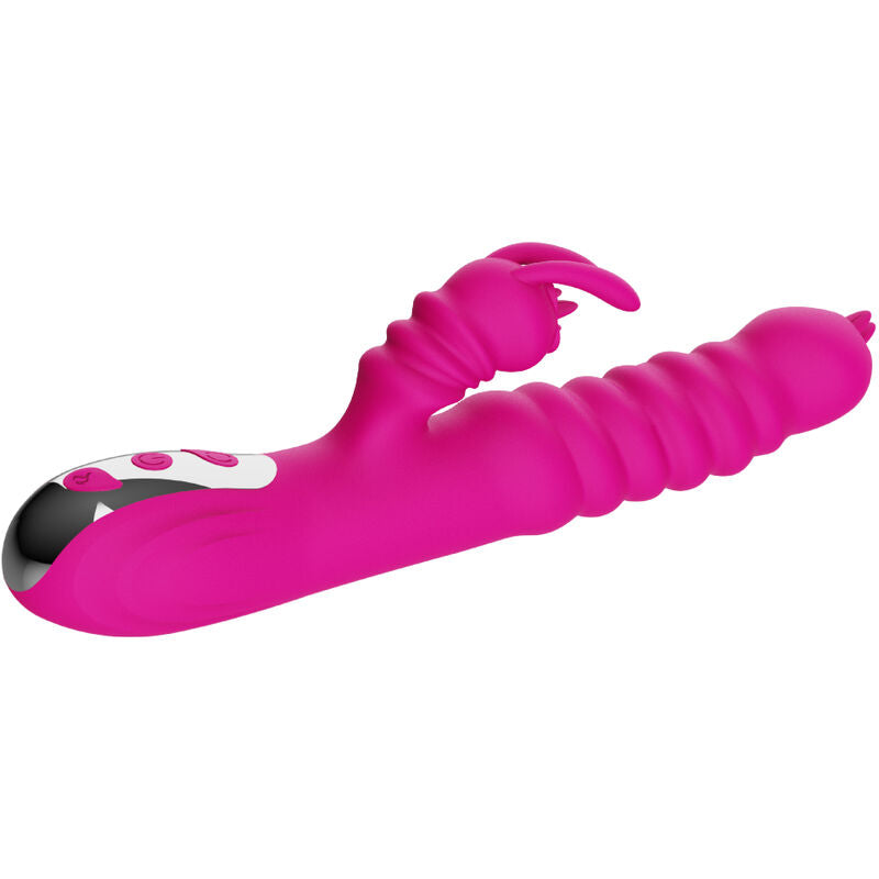 ARMONY - VIBRADOR MULTIFUNCIONAL DE LÍNGUA DUPLA DE COELHO FÚCSIA EFEITO DE CALOR