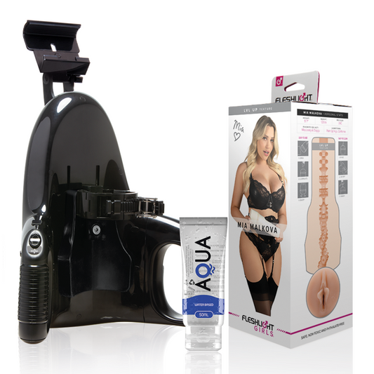 FLESHLIGHT - MIA MALKOVA VAGINA LVL UP + UNIVERSALSTART + SCHMIERMITTEL IN AQUA-QUALITÄT 50 ML