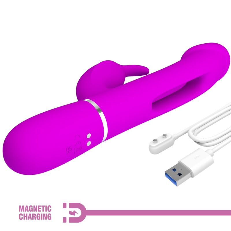 PRETTY LOVE - VIBRADOR COELHO DEJON 3 EM 1 MULTIFUNO FUCSIA