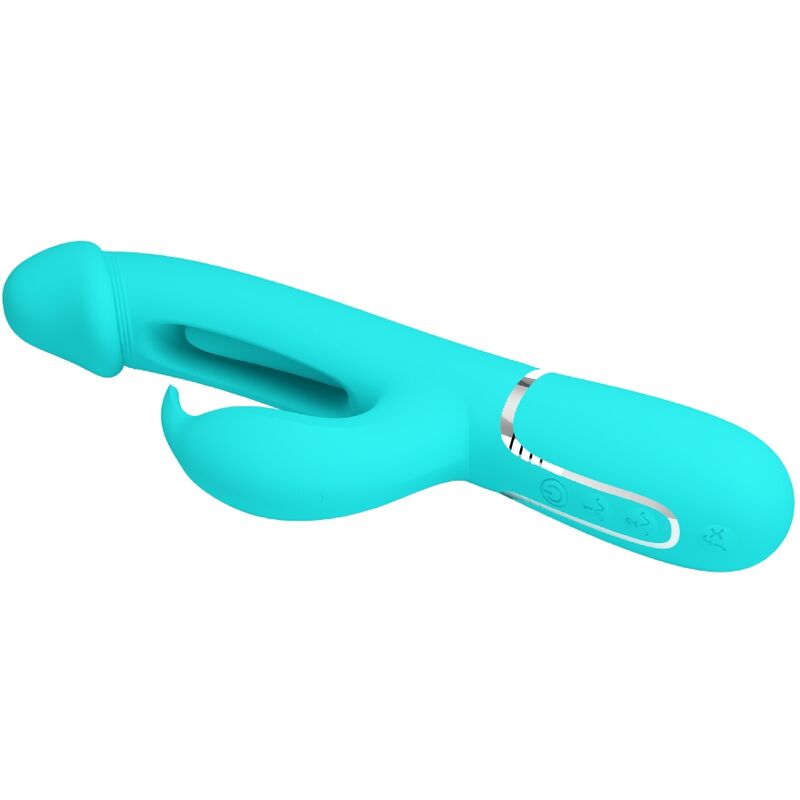 PRETTY LOVE - VIBRADOR COELHO DEJON 3 EM 1 MULTIFUNO AQUA VERDE