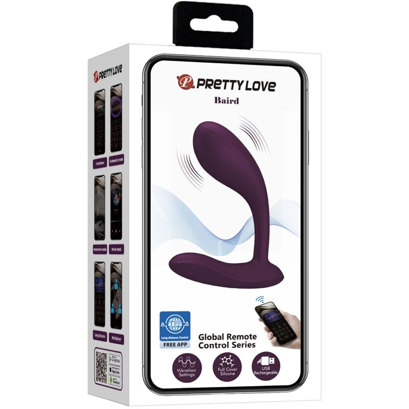 PRETTY LOVE - BAIRD G-SPOT 12 VIBRAÇÕES RECARREGÁVEL LILA APP