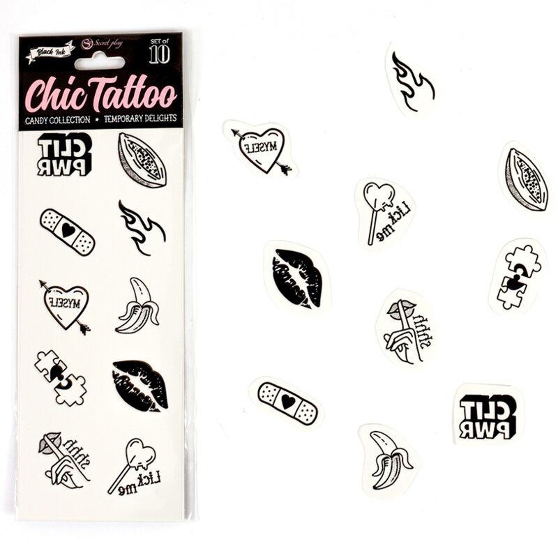 SECRET PLAY - SET OF 10 TEMPORARY TATTOOS FROM THE SWEETS COLLECTION