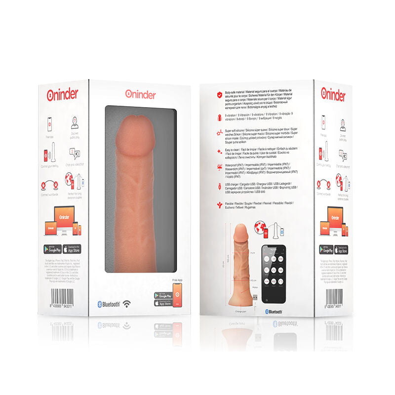 ONINDER - GRANDE VIBRADOR BOGOTÁ DILDO 9 VELOCIDADES NATURAL 22 CM -O- 4,5 CM - APLICATIVO GRATUITO