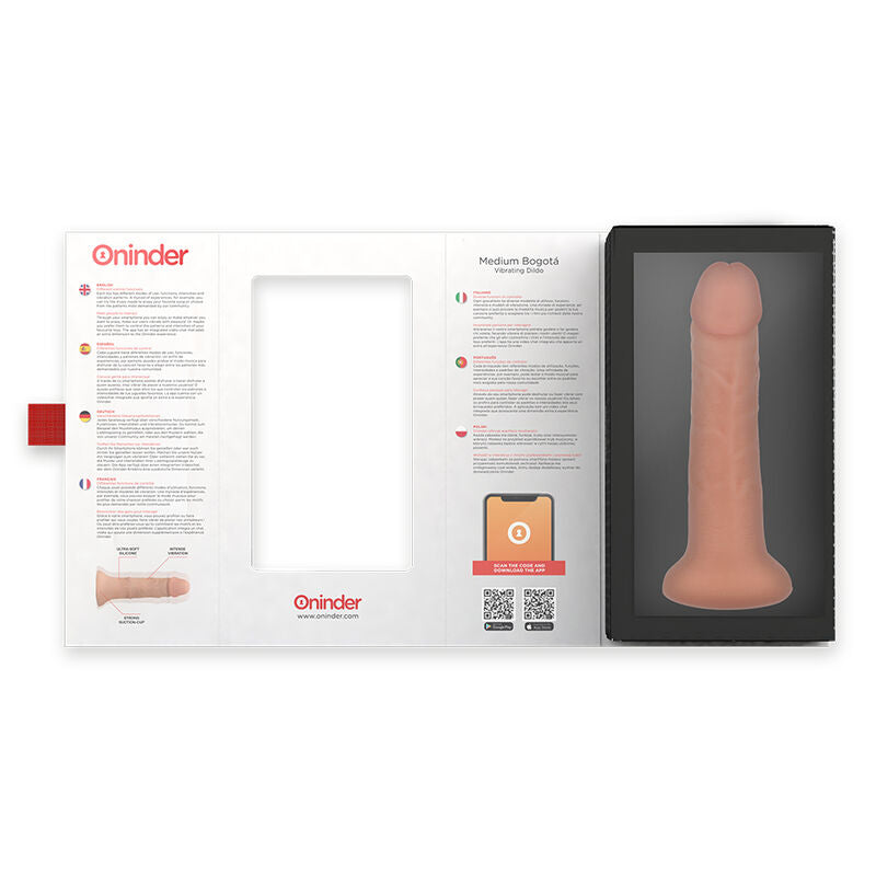 ONINDER - DILDO VIBRADOR BOGOTÁ MÉDIO 9 VELOCIDADES NATURAL 20 CM -O- 4.2 CM - APLICATIVO GRATUITO