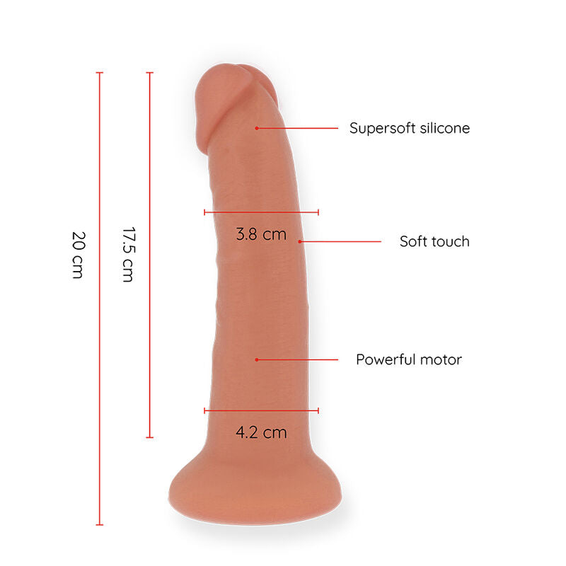 ONINDER - DILDO VIBRADOR BOGOTÁ MÉDIO 9 VELOCIDADES NATURAL 20 CM -O- 4.2 CM - APLICATIVO GRATUITO