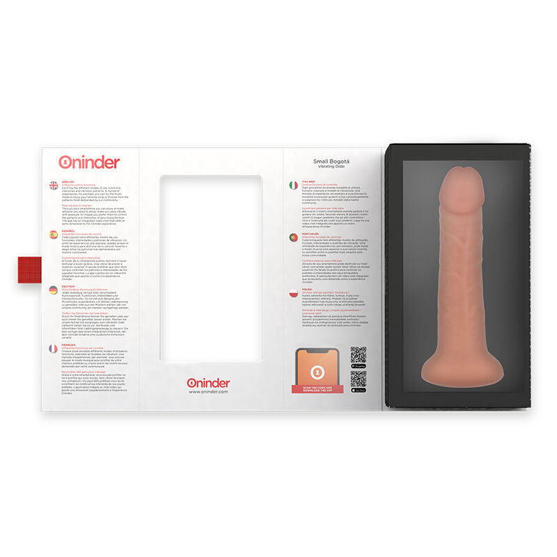 ONINDER - VIBRADOR PEQUENO BOGOTÁ DILDO 9 VELOCIDADES NATURAL 17.5 CM -O- 4 CM - APLICATIVO GRATUITO