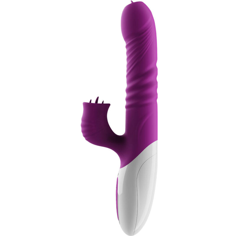 ARMONY - VIBRADOR DE LÍNGUA DUPLA E EFEITO DE CALOR VIOLETA DE EMPURRO