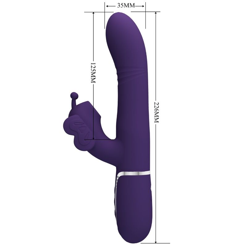 PRETTY LOVE - VIBRADOR COELHO MULTIFUNÇÕES 4 EM 1 BORBOLETA ROXO