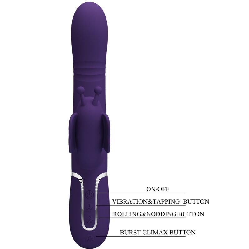 PRETTY LOVE - VIBRADOR COELHO MULTIFUNÇÕES 4 EM 1 BORBOLETA ROXO