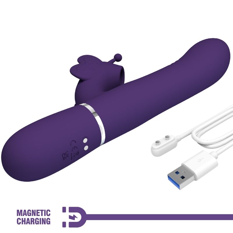 PRETTY LOVE - VIBRADOR COELHO MULTIFUNÇÕES 4 EM 1 BORBOLETA ROXO