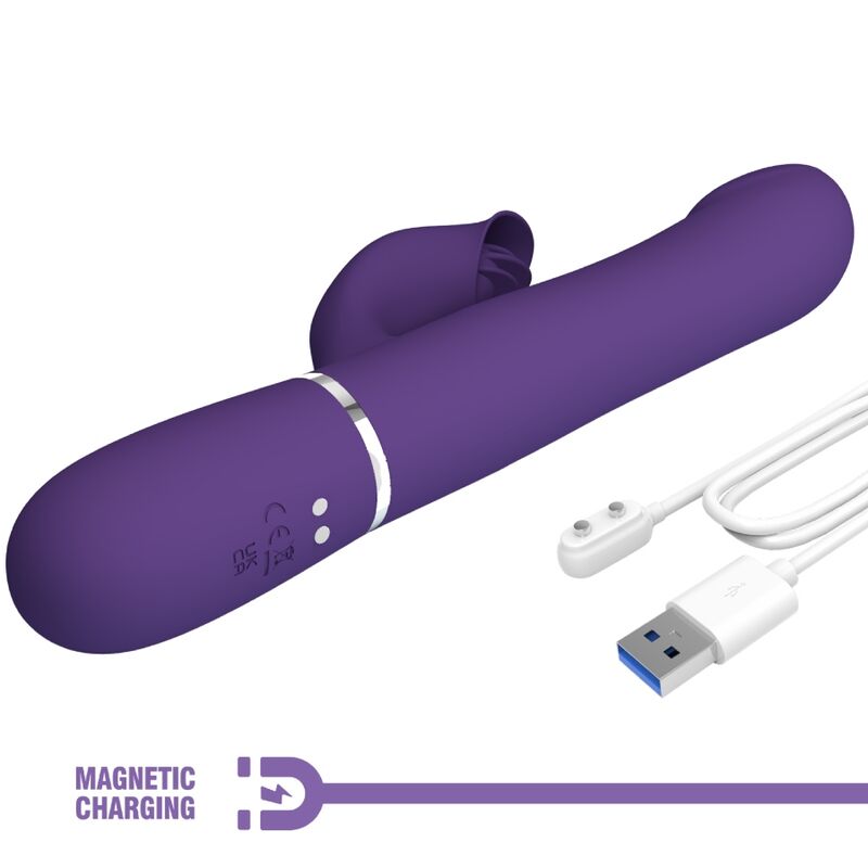 PRETTY LOVE - ZALIN VIBRADOR DE COELHO PÉROLAS 4 EM 1 ROXO