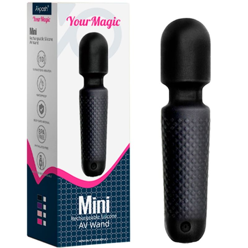 ARMONY - YOUR MAGIC MASSAGER E VIBRADOR RECARREGÁVEL 10 VIBRAÇÕES WAND DOTS PRETO