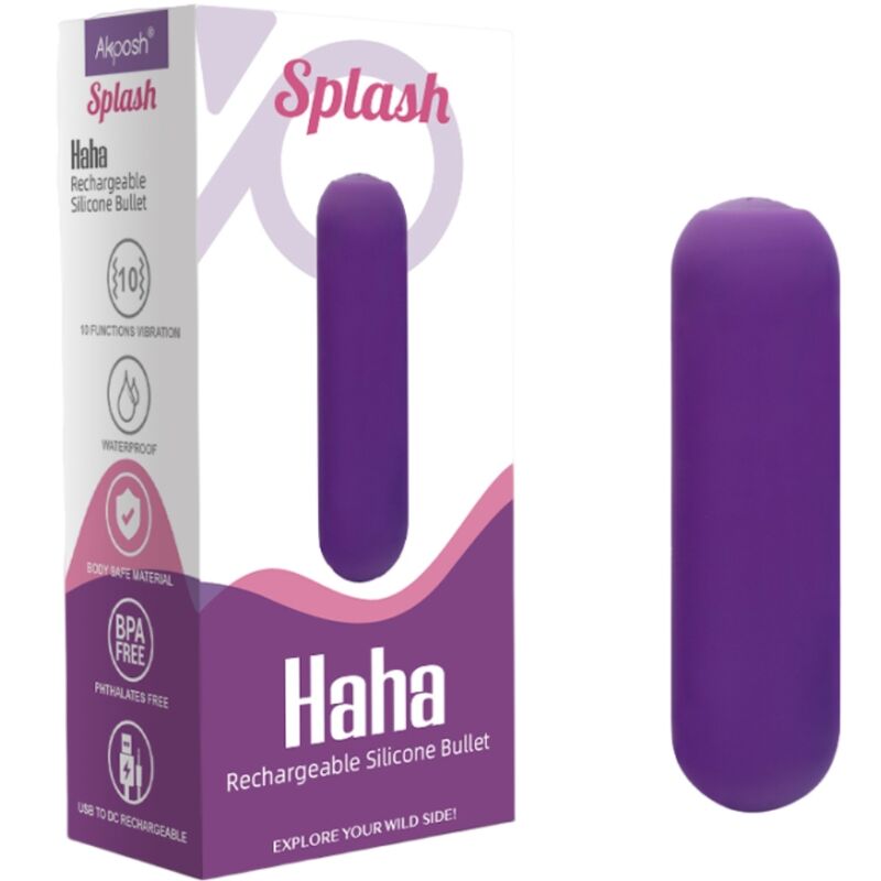 ARMONY - SPLASH HAHA VIBRADOR BALA SILICONE 10 VIBRAÇÕES 75 X 19 CM ROXO