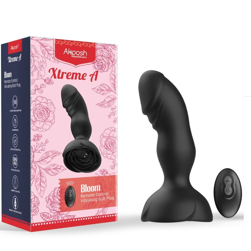 ARMONY - EXTREME A BLOOM ROSE VIBRATOR AND BLACK BUTT PLUG REMOTE CONTROL