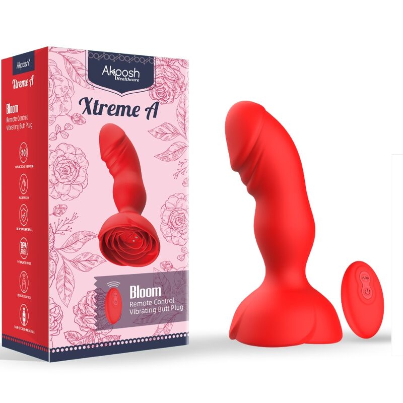 ARMONY - EXTREME A BLOOM ROSE VIBRATOR AND RED REMOTE CONTROL ANAL PLUG