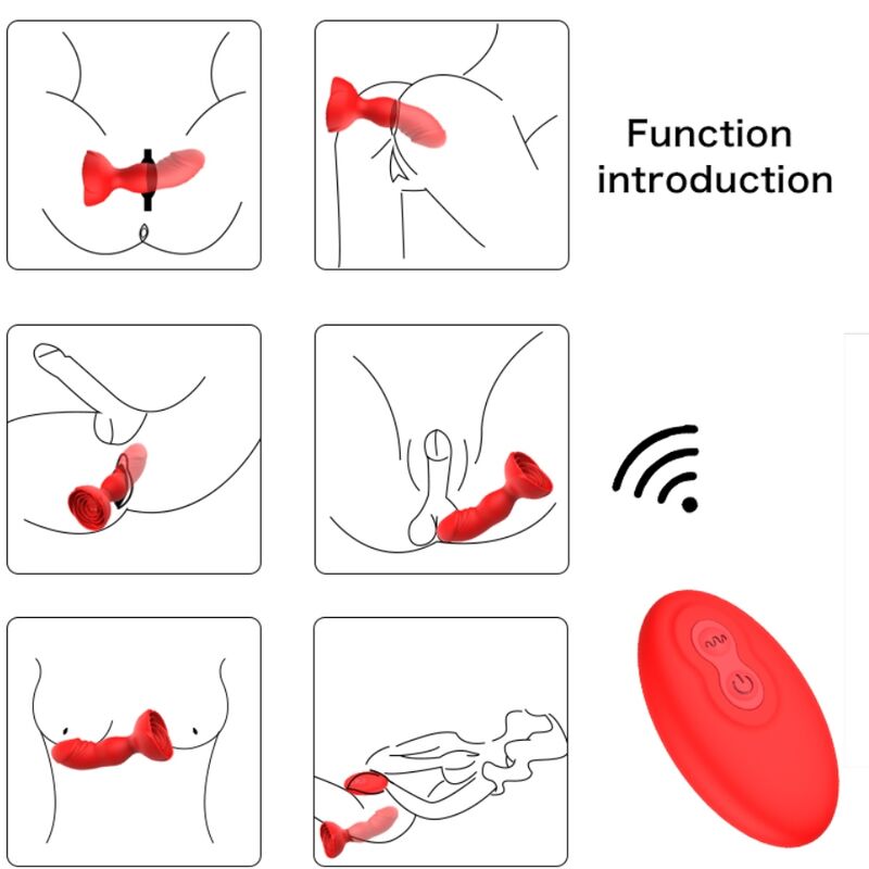 ARMONY - EXTREME A BLOOM ROSE VIBRATOR AND RED REMOTE CONTROL ANAL PLUG