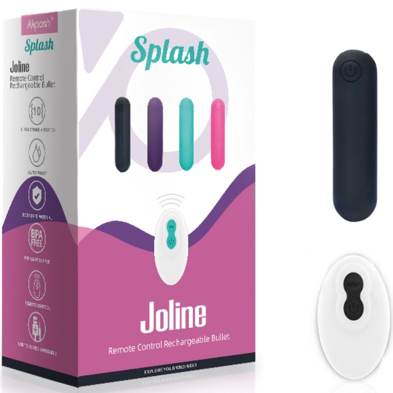 ARMONY - SPLASH JOLINE VIBRADOR BALA SILICONE CONTROLE REMOTO 10 VIBRAÇÕES 65 X 15 CM PRETO