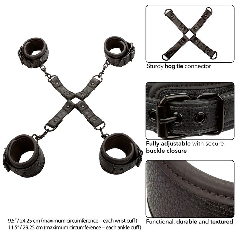 CALEXOTICS - NOCTURNAL CONECTOR HOG TIE CUERO AJUSTÁVEL PRETO