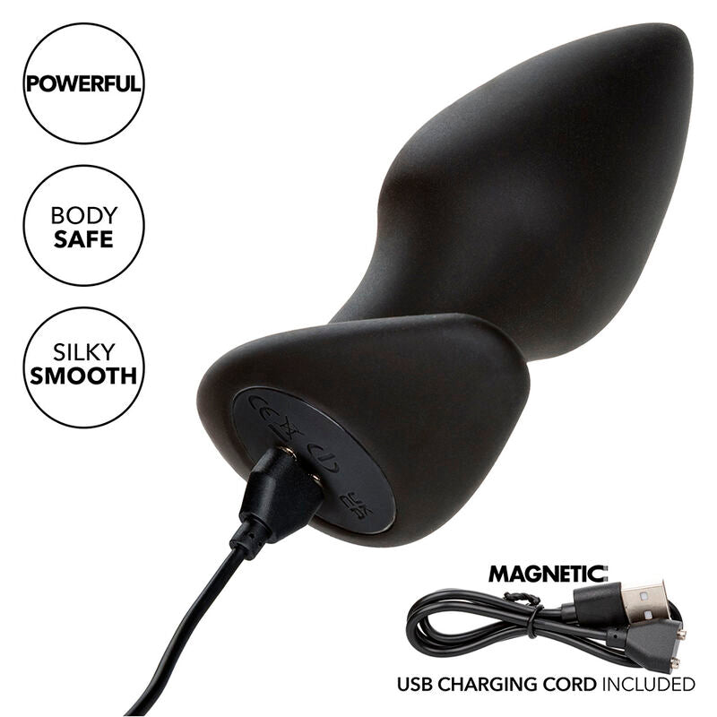 CALEXOTICS - ROCK BOTTOM PLUG ANAL PERFEITO 10 VIBRAÇÕES SILICONE PRETO