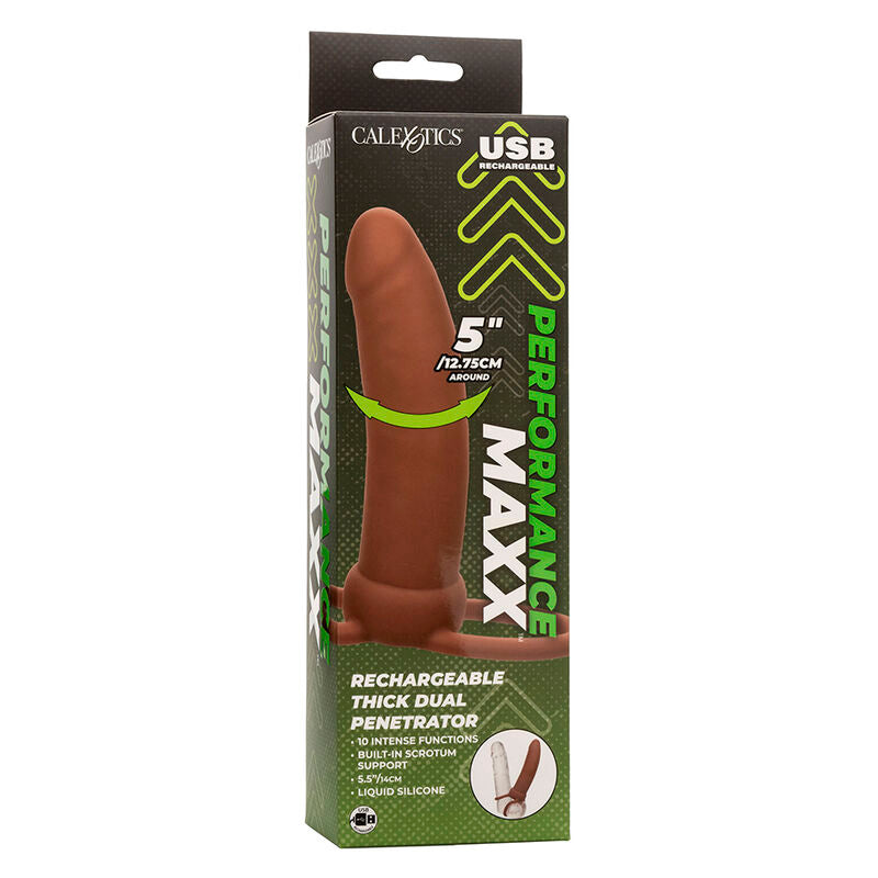 CALEXOTICS - MAXX THICK DUAL PENETRATOR 10 VIBRAÇÕES MARROM