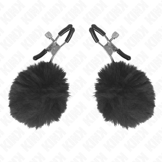 KINK - BLACK FAUX FUR BALL CLAMP 6 CM