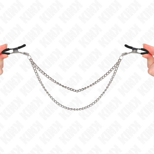 KINK - NIPPLE CLAMPS WITH 2 THICK SILVER CHAINS 20/23 CM