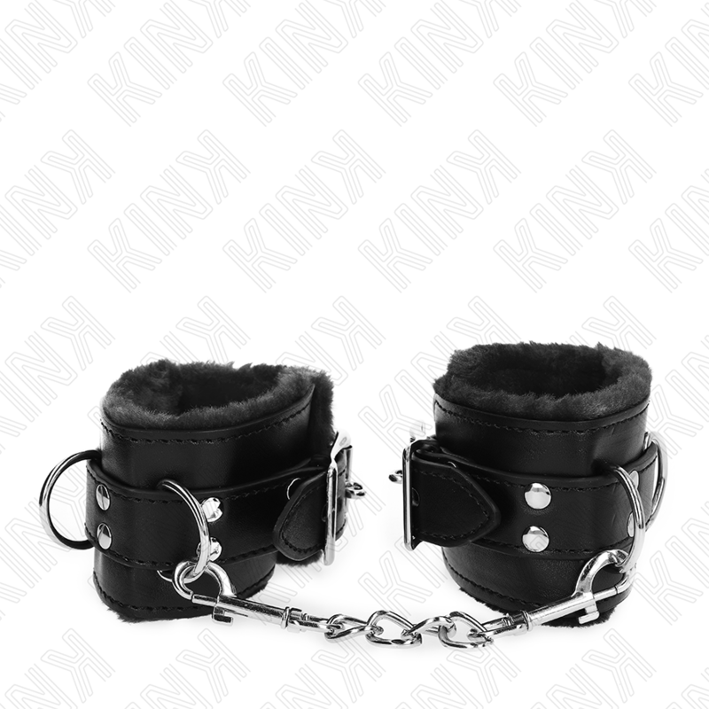 KINK - SCHWARZES LEDERFUTTER-HANDGELENK MIT VERSTELLBAREM SCHWARZEN GÜRTEL 17-29 CM X 6 CM