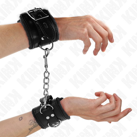 KINK - BLACK LEATHER LINING WRIST WITH ADJUSTABLE BLACK BELT 17-29 CM X 6 CM