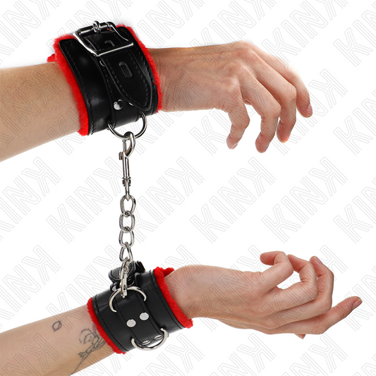 KINK - LEATHER LINING WRIST WITH SQUARE HOLES ADJUSTABLE RED AND BLACK BELT 17-29 CM X 6 CM