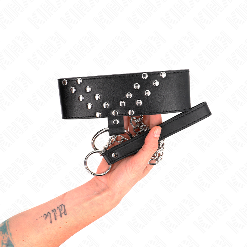 KINK - 65 CM NECKLACE WITH BELT WITH ADJUSTABLE V RIVET 36-43 CM X 5 CM