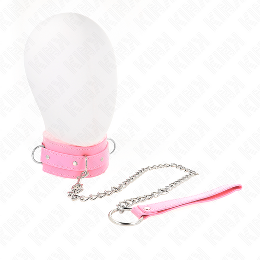 KINK - COLLAR WITH LEASH 65 CM WITH PINK RESTRICTIONS 36-42 CM X 5.5 CM