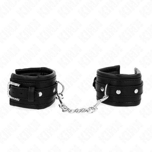 KINK - ADJUSTABLE BLACK RHINESTONE BUCKLE WRIST RESTRAINTS 25-32CM X 5.5CM