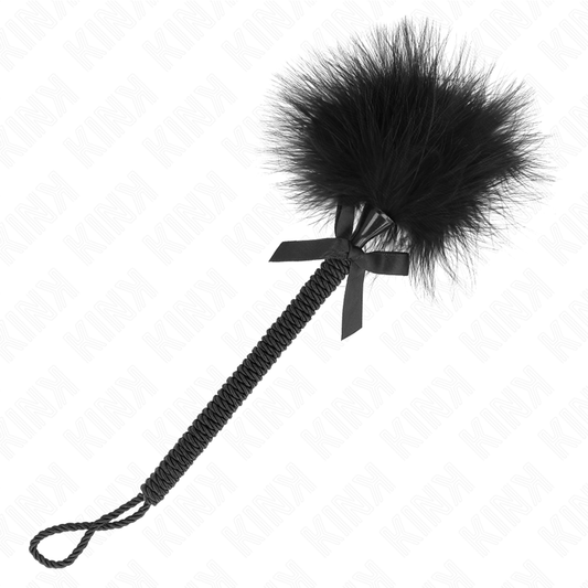 KINK - NYLON ROPE WAND WITH TICKLING FEATHERS AND BLACK LOOP 25 CM