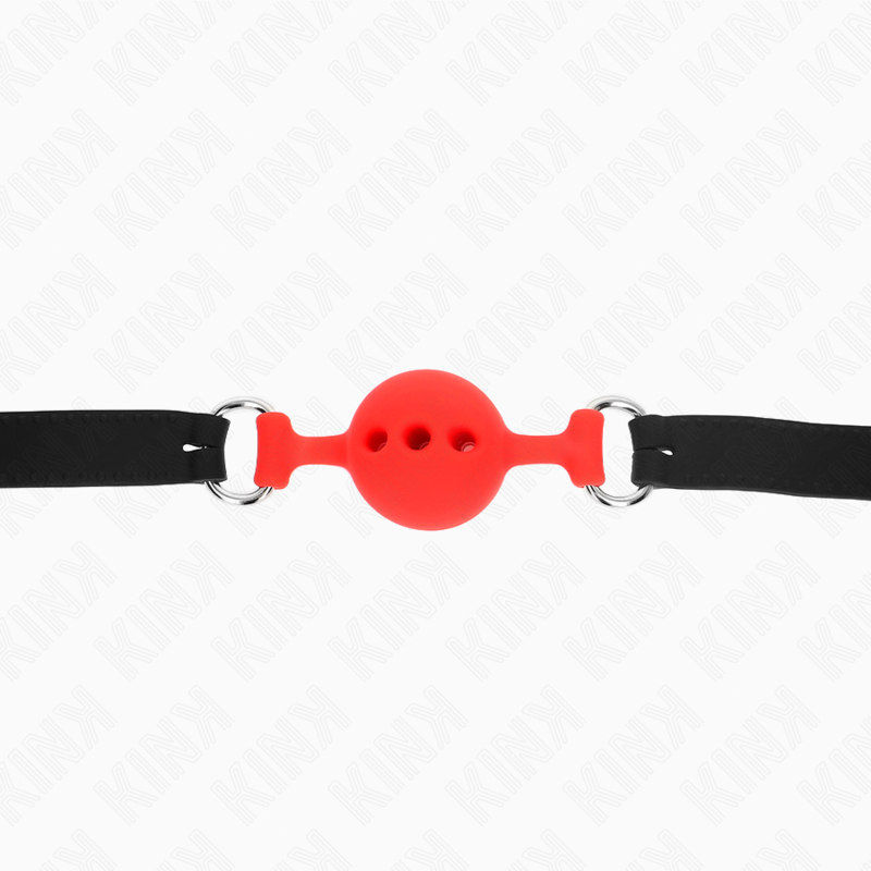 KINK - MORDAÇA COMPLETA DE SILICONE 55 x 2 CM COM BOLA DE 4 CM TAMANHO S VERMELHO AJUSTÁVEL 35-51 CM