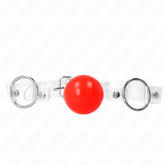 KINK - RED TRANSPARENT PVC BALL GAG 4 CM ADJUSTABLE