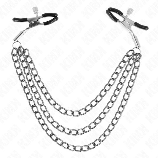 KINK - PINÇAS PARA BICOS COM 3 CORRENTES PRETAS 20/23/28 CM