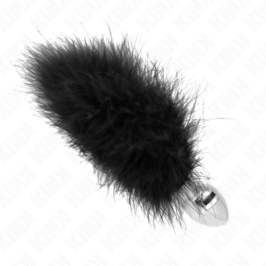 KINK - STAINLESS STEEL ANAL PLUG 11 x 7 CM WITH 11 CM FEATHER