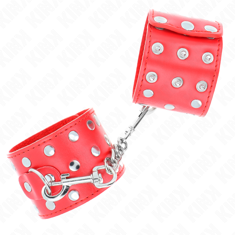 KINK - RETENÇÕES DE PULSO COM SNAP FASTEN COMPLETO DE REBITES VERMELHO AJUSTÁVEL 19-24 CM X 5,5 CM