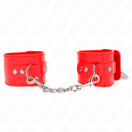 KINK - ADJUSTABLE RED PADLOCK CUFFS 16-23 CM X 5.5 CM