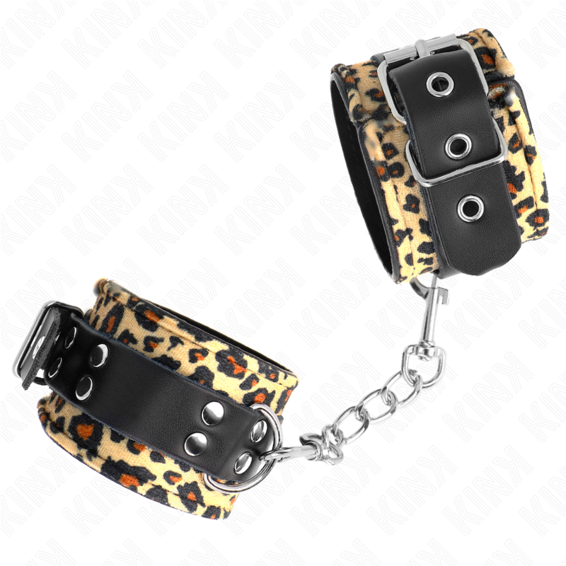 KINK - RETENÇÃO DE PULSO DE COURO REAL LEOPARDO AJUSTÁVEL 18-29 CM X 5,5 CM